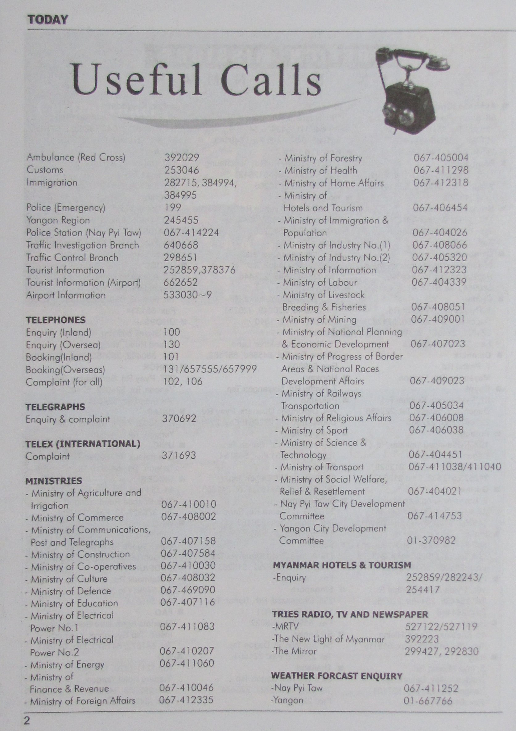 listing of telephone numbers