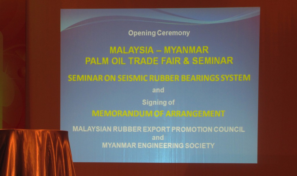MOU signing Malaysia Rubber Export Council and Myanmar Engineering Society 2013 Image David DuByne