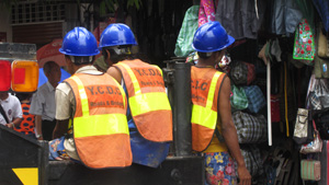 YCDC Construction Workers Yangon Myanmar 2013 Image David DuByne